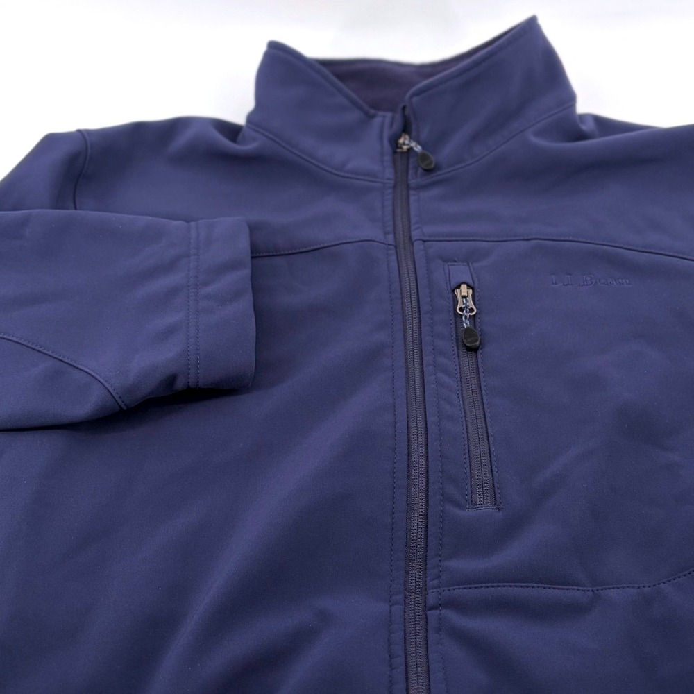 LL Bean Mens XL Navy Blue Fleece Lined Softshell Full Zip Jacket OHHR8 RN71341